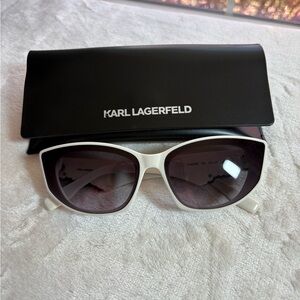 Karl Lagerfeld Ivory Sunglasses with Black Case